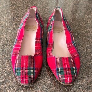 O’Quirey red ladies plaid Palmen tartan loafers shoes-8.5